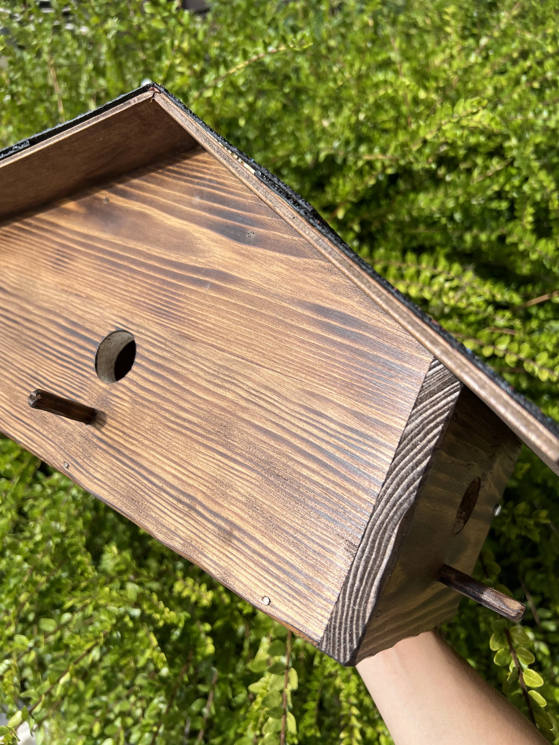 🪺 Nichoir oiseaux 3 compartiments fait main en bois avec toit bitumé – photo 4